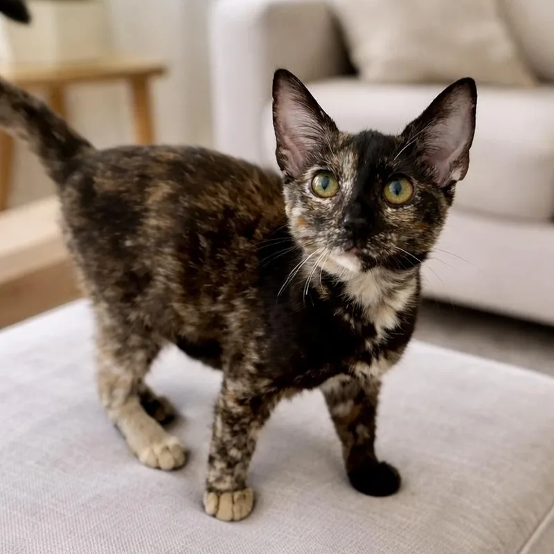 A baby medium-sized female Tortoiseshell Tortoiseshell cat named Marissa for adoption in Bethel, CT