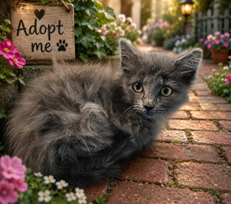 A baby small-sized male Domestic Long Hair cat named Major Claws for adoption in Washington Court House, OH