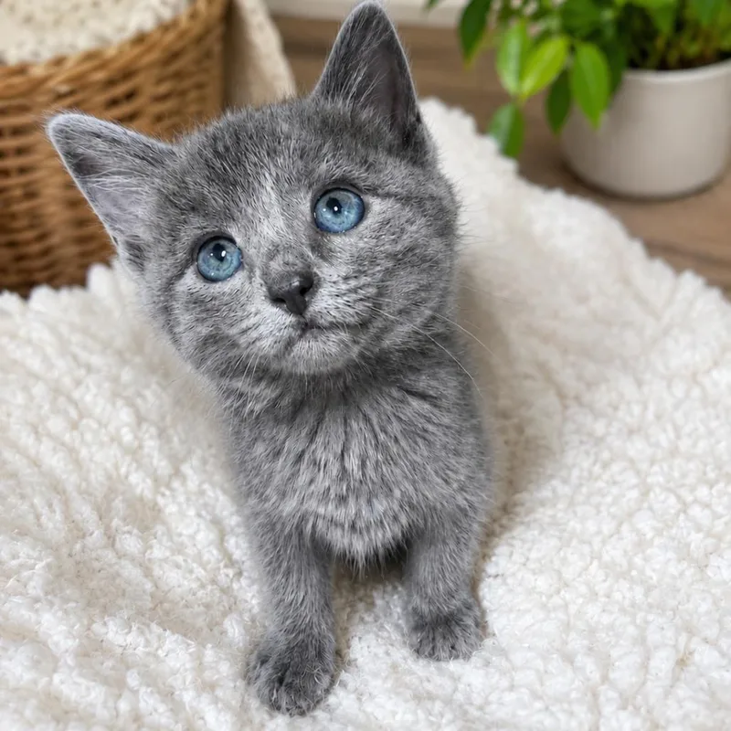 A baby small-sized female Gray / Blue / Silver Domestic Short Hair cat named Flop for adoption in Walnut Cove, NC