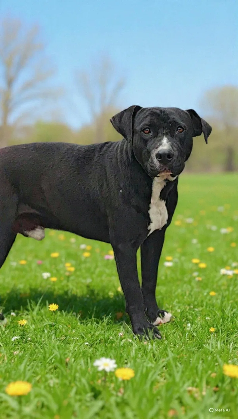A young medium-sized male Pit Bull Terrier dog named Odis for adoption in Talladega, AL
