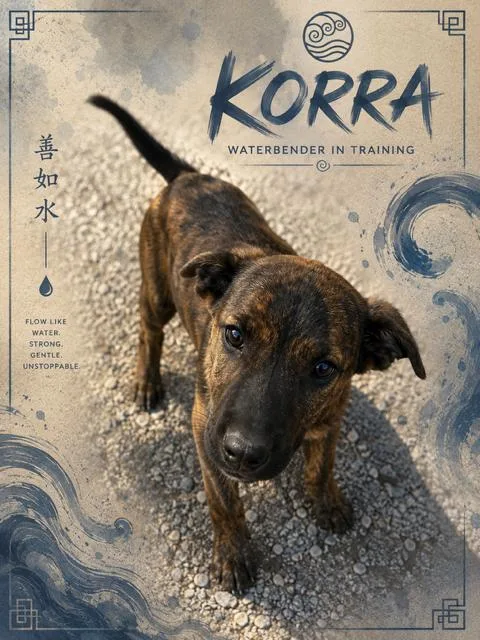 A baby large-sized female Brindle Dutch Shepherd dog named Korra for adoption in Bryson City, NC