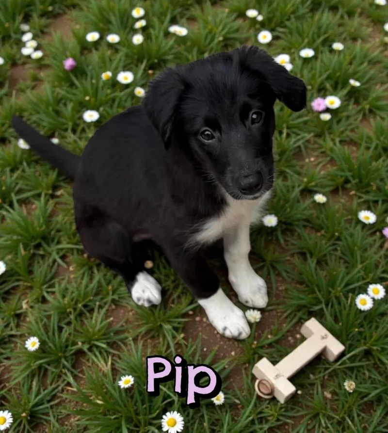 A baby large-sized female Australian Shepherd dog named Slippers AKA Pip for adoption in New Baltimore, MI
