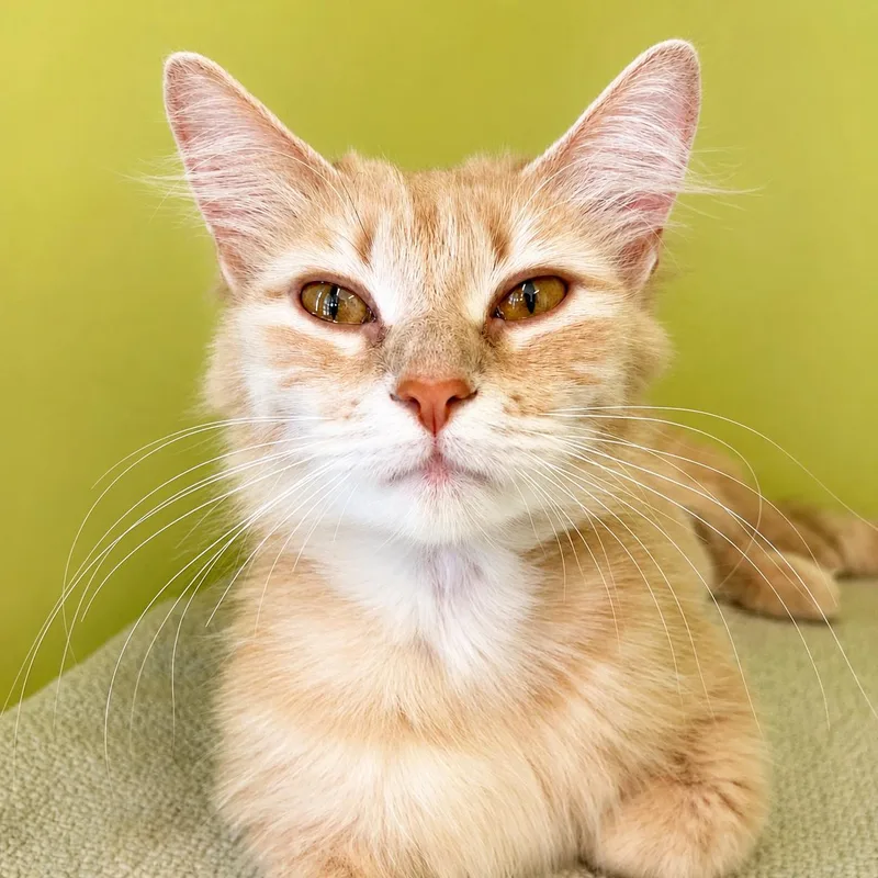 An adult medium-sized female Buff / Tan / Fawn Domestic Short Hair cat named Peaches for adoption in Pontiac, MI