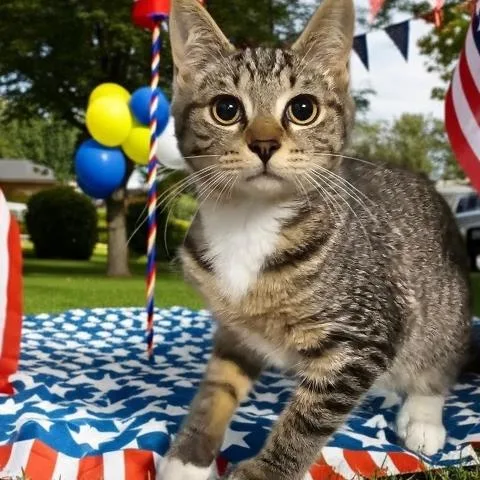 A young small-sized male Domestic Short Hair cat named Spangle for adoption in Clinton Township, MI