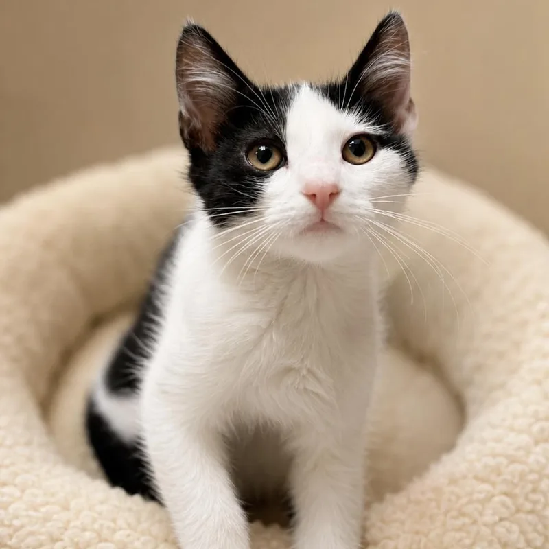 A baby medium-sized male Black & White / Tuxedo Domestic Short Hair cat named Tim Mcgraw for adoption in Cranston, RI