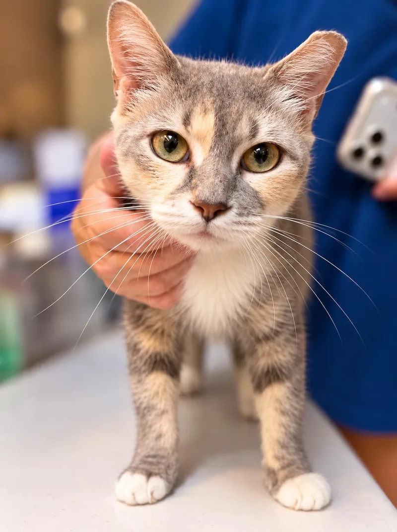 A young medium-sized female Calico cat named Citrine for adoption in Greenville, DE