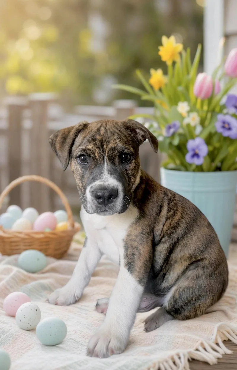 A baby large-sized male American Staffordshire Terrier dog named Woodstock for adoption in Huntingtown, MD