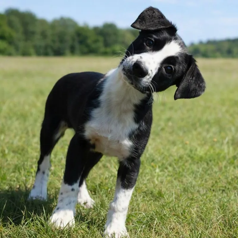 A baby medium-sized male Black Border Collie dog named CT Bach for adoption in Eastford, CT