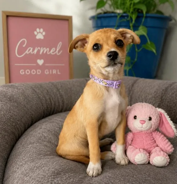 A young small-sized female Yellow / Tan / Blond / Fawn Chihuahua dog named Carmel for adoption in renton, WA