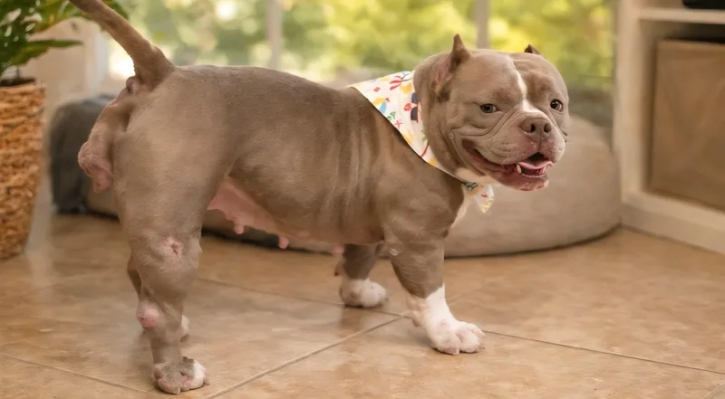 An adult medium-sized female White / Cream Bulldog dog named Pebbles for adoption in Homestead, FL