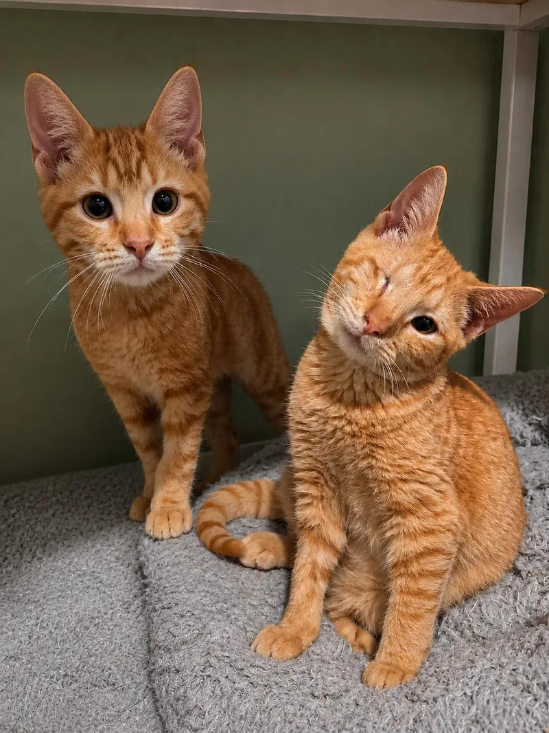 A baby medium-sized female Tabby (Orange / Red) Domestic Medium Hair cat named J Dee & Willow for adoption in Woodlawn, TN