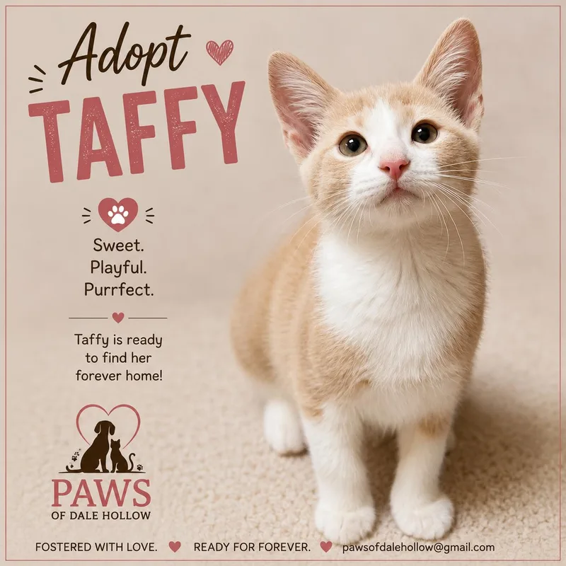 A baby medium-sized male Domestic Short Hair cat named Taffy for adoption in Byrdstown, TN