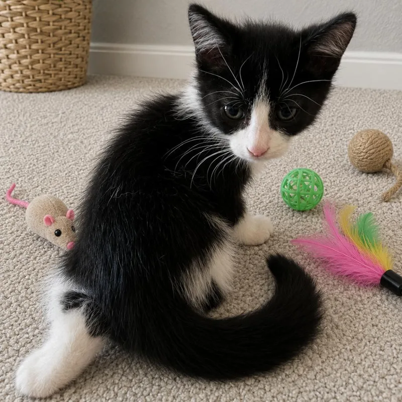 A baby small-sized male White Domestic Short Hair cat named Michelangelo for adoption in Tustin, CA