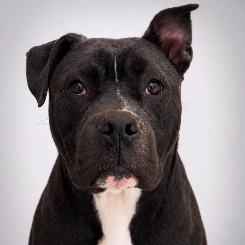 A young medium-sized male Black American Bulldog dog named Kevin Smalls for adoption in Matteson, IL
