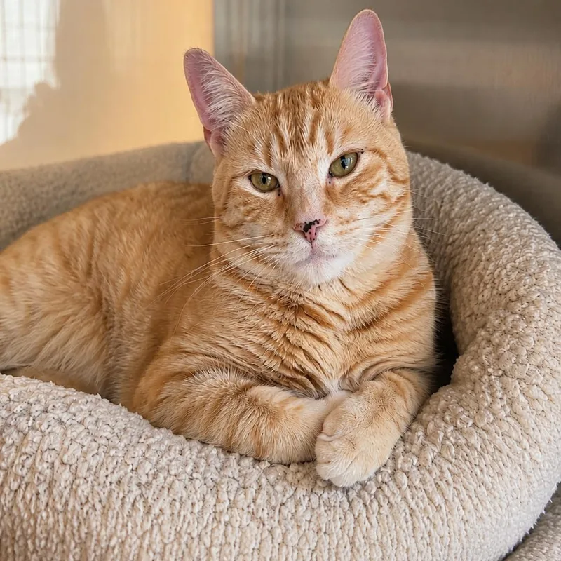 A young large-sized male Orange & White Domestic Medium Hair cat named Spencer for adoption in Cranston, RI