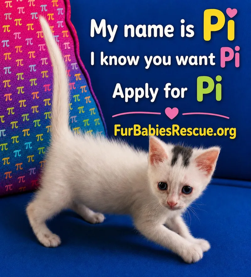 A baby small-sized female Black & White / Tuxedo Domestic Short Hair cat named Pi for adoption in Hickory, NC