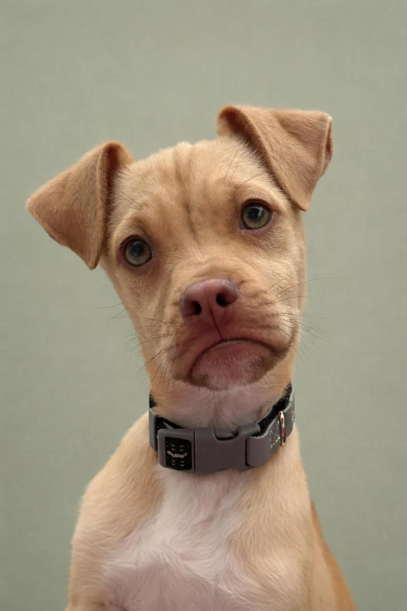 A baby small-sized male White / Cream Pug dog named Queso  My Mom for adoption in Hondo, TX