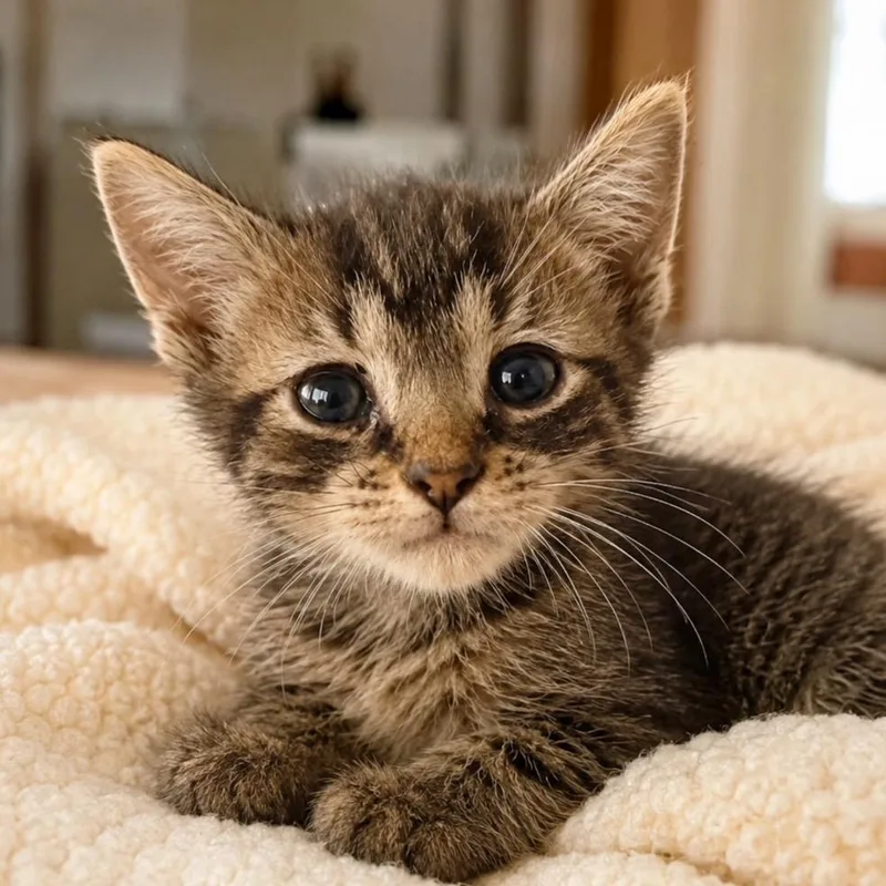 A baby small-sized female Brown / Chocolate Domestic Short Hair cat named Poppet for adoption in Alexandria, VA