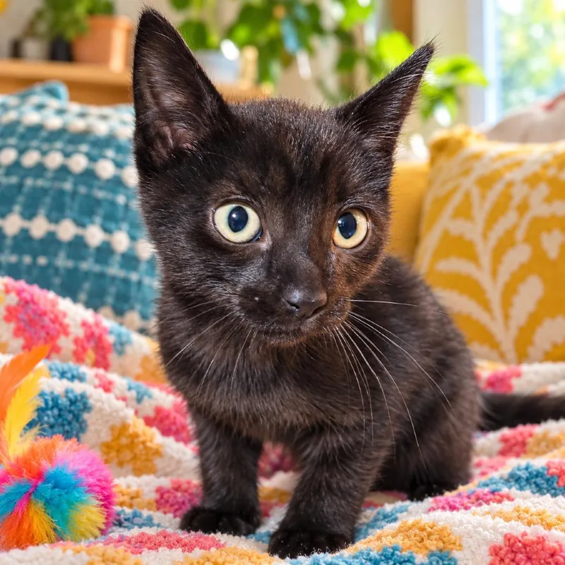 A baby small-sized female Domestic Short Hair cat named Noire for adoption in Traverse City, MI