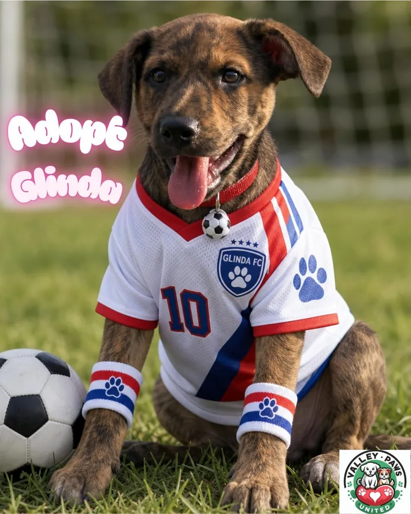A baby medium-sized female Brindle Cattle Dog dog named Glinda for adoption in MISSION, TX