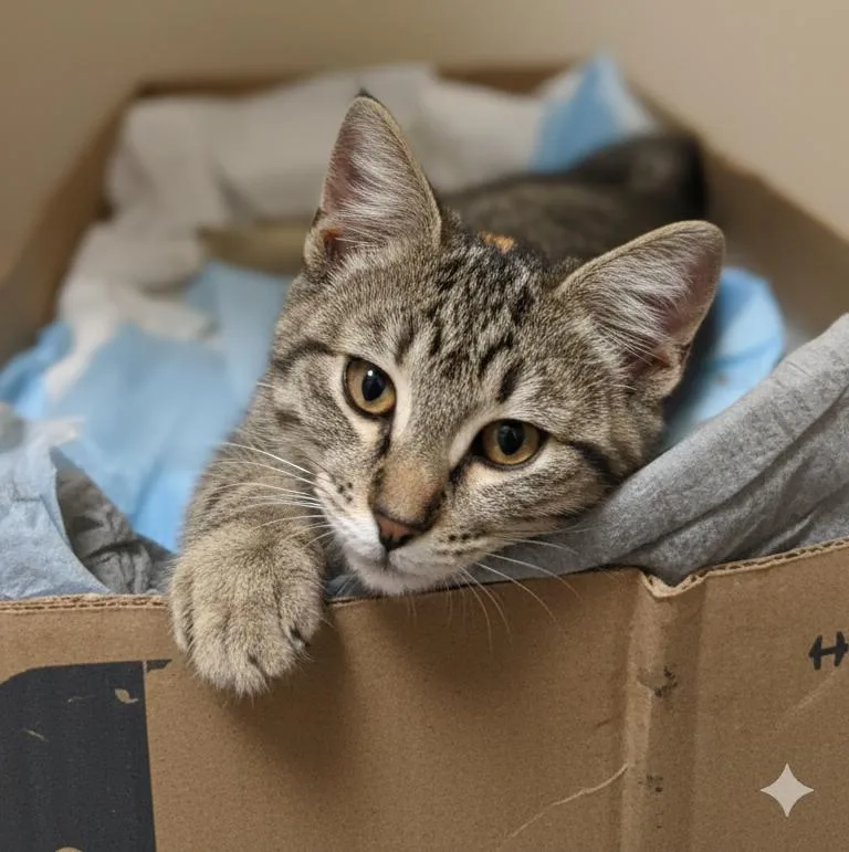 A young medium-sized female Domestic Short Hair cat named Lena for adoption in Buhl, ID