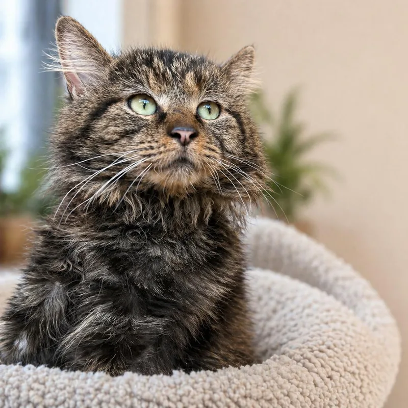 An adult small-sized male Brown / Chocolate Domestic Long Hair cat named Chuck Norris for adoption in Pasadena , MD