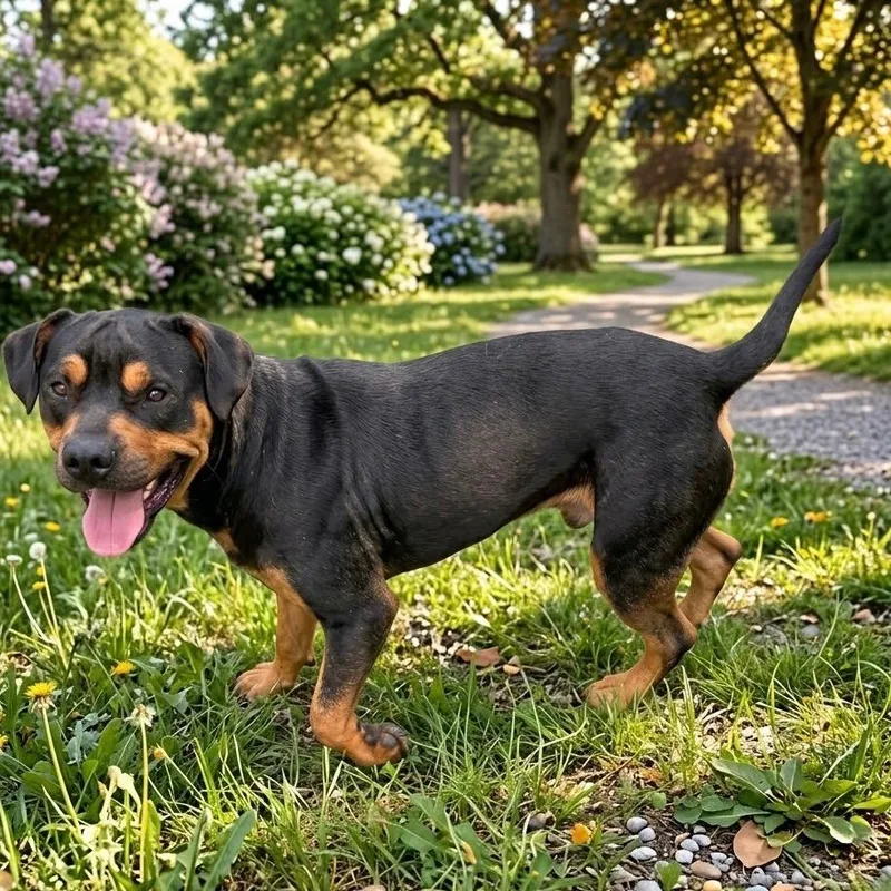 A young medium-sized male Rottweiler dog named Rook for adoption in Pittsfield, IL