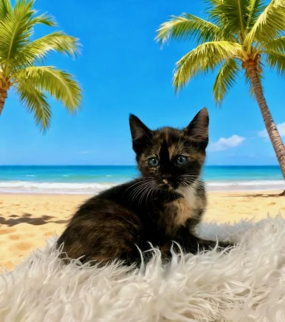 A baby small-sized female Tortoiseshell Domestic Short Hair cat named Pearl for adoption in Tehachapi, CA