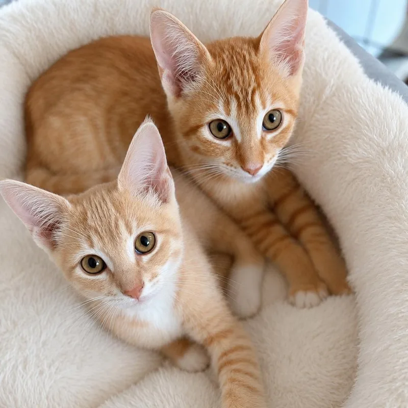A baby small-sized male Orange / Red Domestic Short Hair cat named Butter & Toast for adoption in Union City, CA