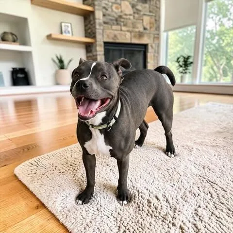 An adult medium-sized male Gray / Blue / Silver Pit Bull Terrier dog named Pikachu for adoption in Fort Worth, TX