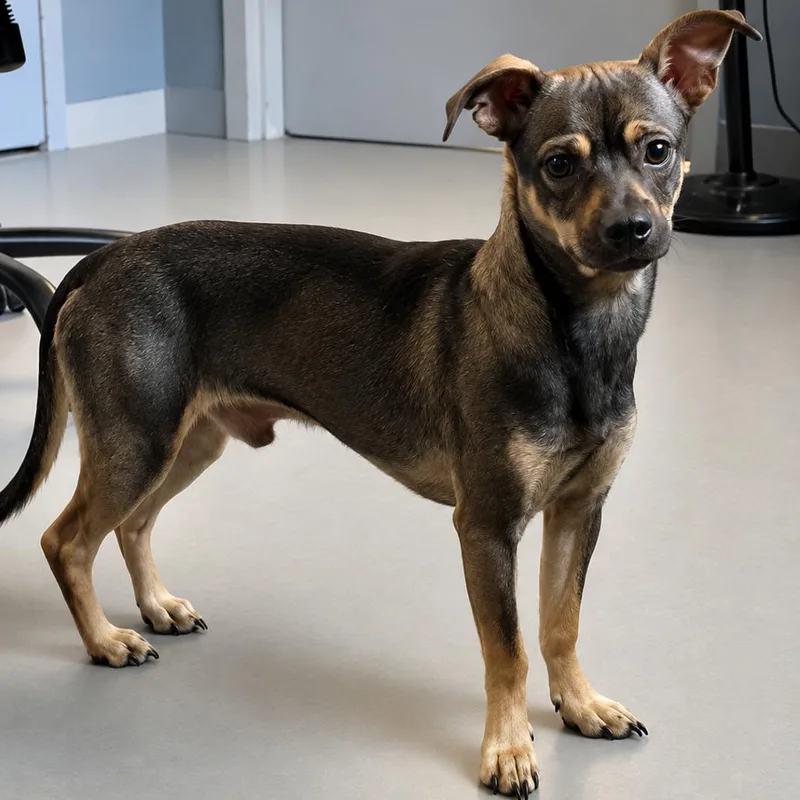 A young small-sized male Black Chihuahua dog named Kingston for adoption in Hopkinton, MA