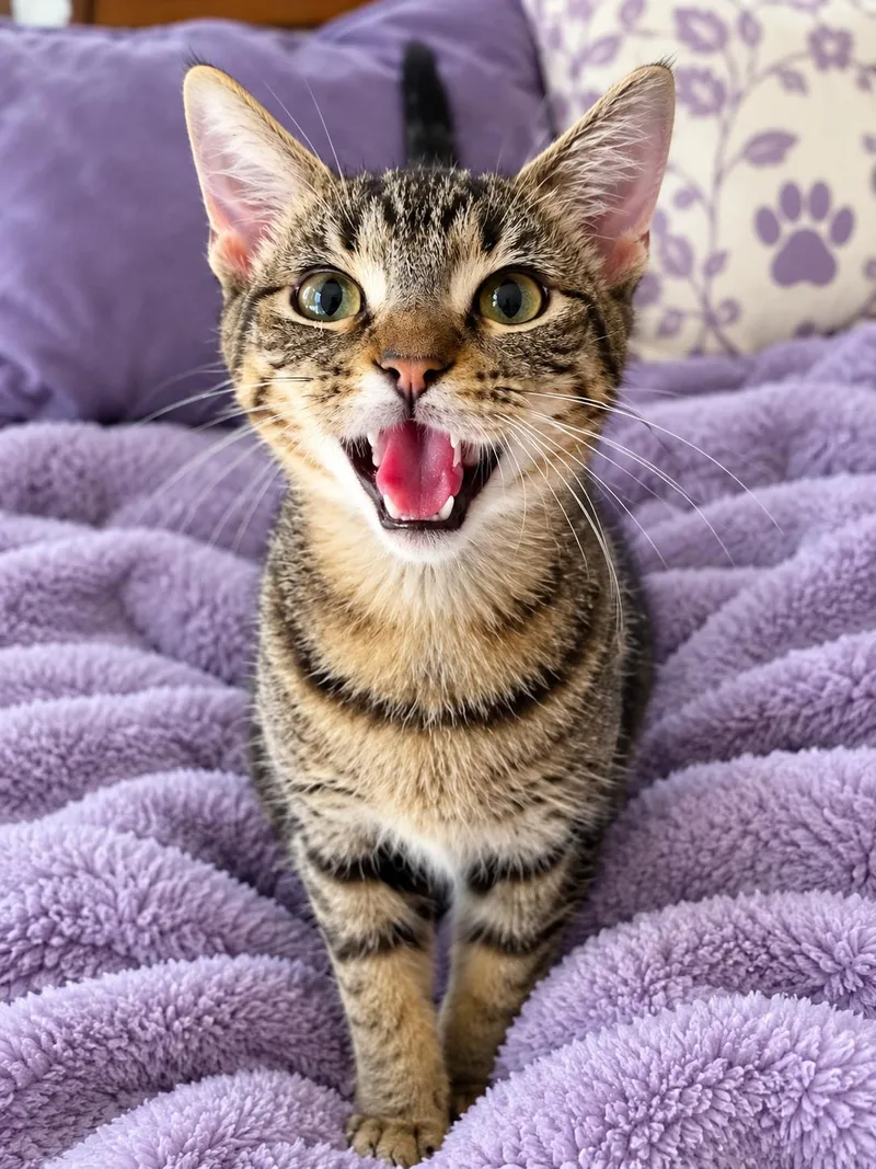 A baby medium-sized male Tabby cat named Cinder for adoption in Pineville, LA