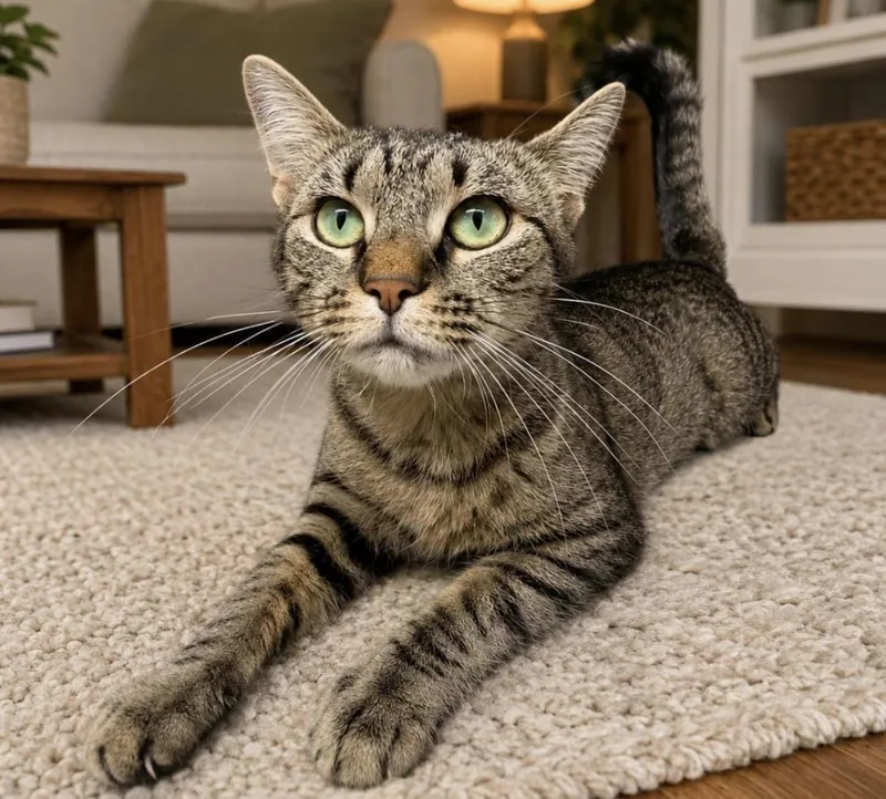 A young medium-sized female Tabby (Brown / Chocolate) Domestic Short Hair cat named Dojo Cat for adoption in Long Beach, NY