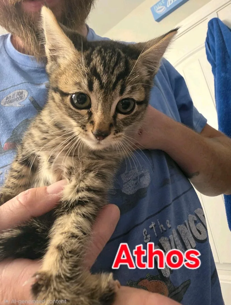 A baby medium-sized male Domestic Medium Hair cat named Athos for adoption in Reno, NV