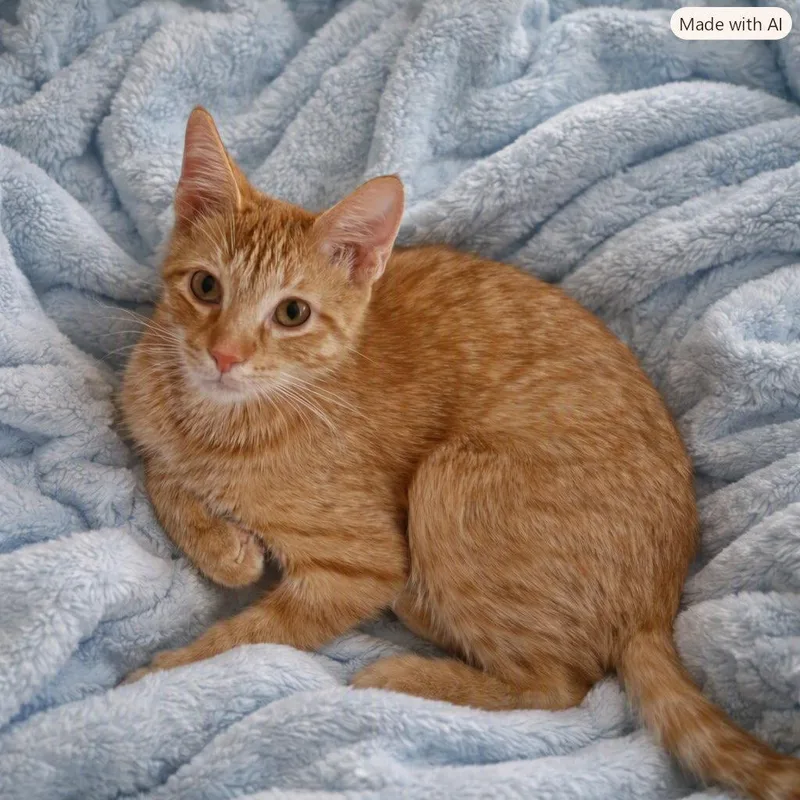 A baby medium-sized male Orange / Red Domestic Short Hair cat named Blaze for adoption in Pineville, LA