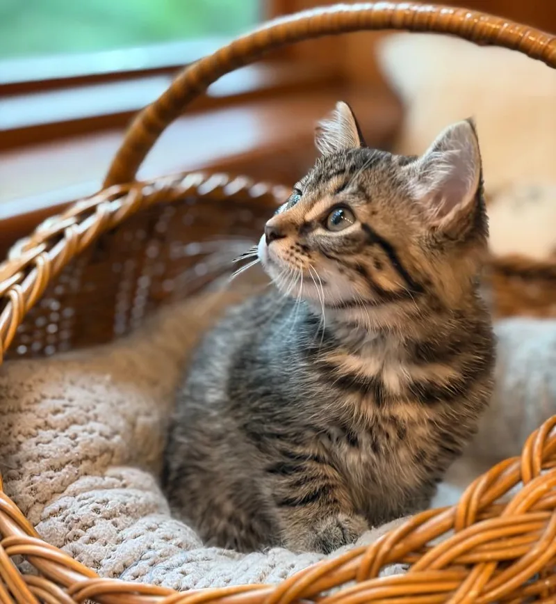 A baby medium-sized female Domestic Short Hair cat named Eliza for adoption in Columbia, IL