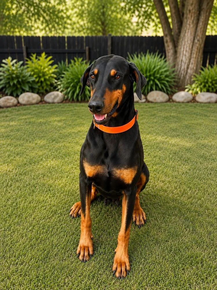 An adult large-sized female Tricolor (Brown, Black, & White) Doberman Pinscher dog named Harley for adoption in Wilton, CA
