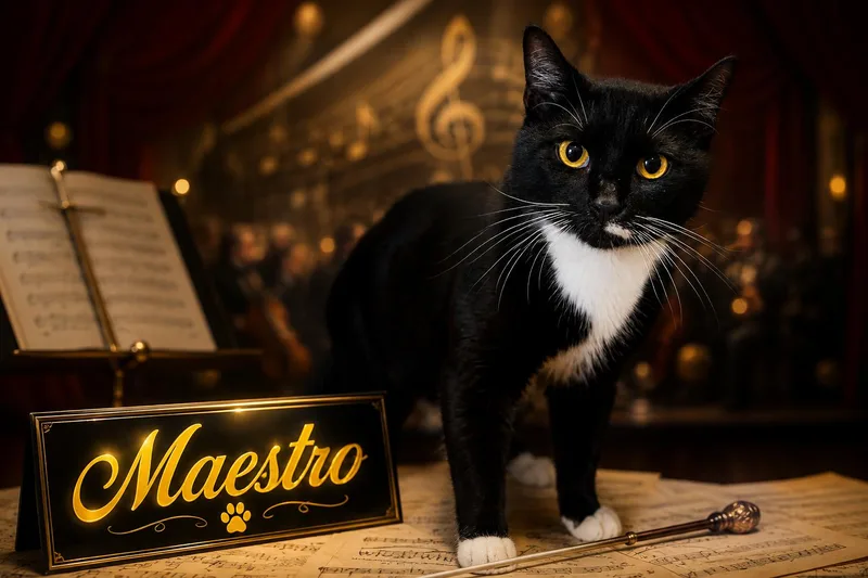 An adult medium-sized male Tuxedo cat named Maestro for adoption in Greenville, DE