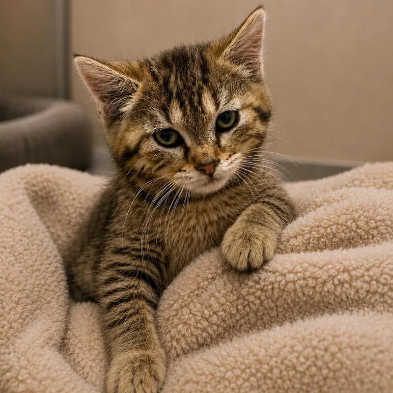 A baby small-sized female Brown / Chocolate Domestic Short Hair cat named Lyla for adoption in Redwood Falls, MN