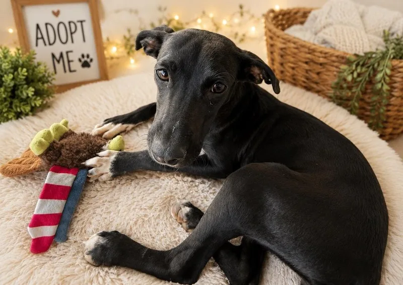 A baby small-sized female Tricolor (Brown, Black, & White) Whippet dog named Dina for adoption in Colorado Springs, CO