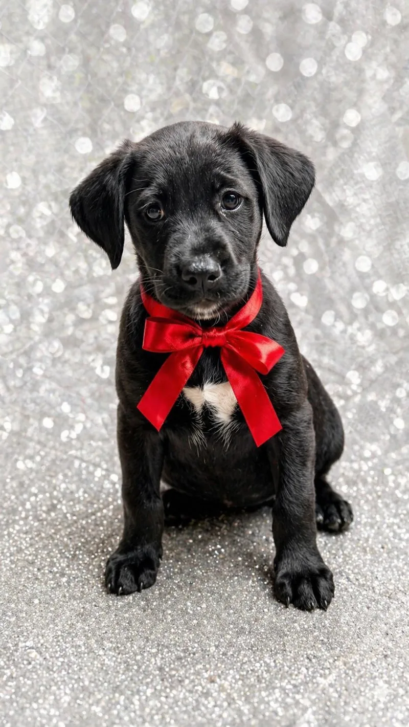 A baby large-sized female Black Flat-Coated Retriever dog named Maggie for adoption in Nahunta, GA