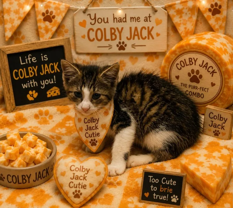 A baby small-sized male Domestic Short Hair cat named Colby Jack for adoption in Washington Court House, OH