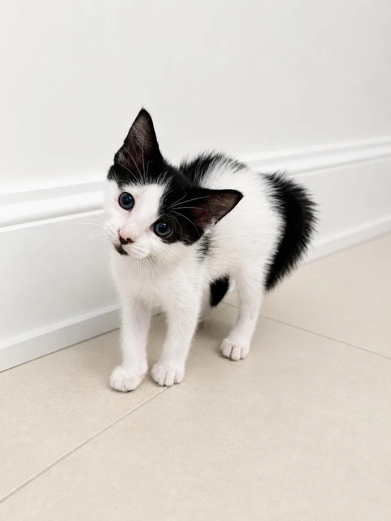 A baby small-sized female White Domestic Short Hair cat named Dolly Purrkins for adoption in Homestead, FL