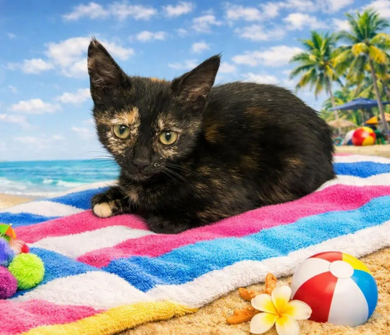 A baby medium-sized female Domestic Short Hair cat named Tory for adoption in Fremont, CA
