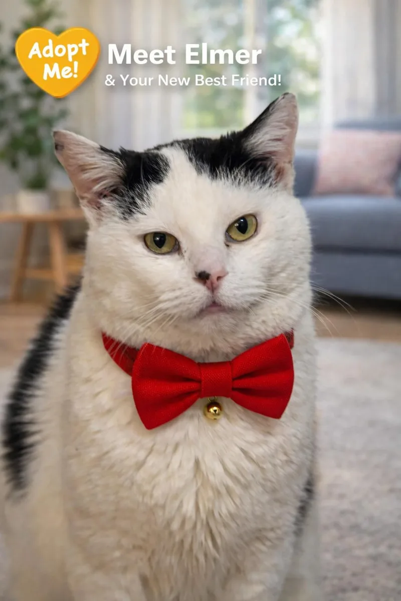 A senior medium-sized male White Domestic Short Hair cat named Elmergentle Companion for adoption in Laurel, MD