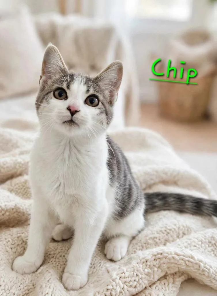 A baby small-sized male Domestic Short Hair cat named Chip for adoption in Jim Thorpe, PA