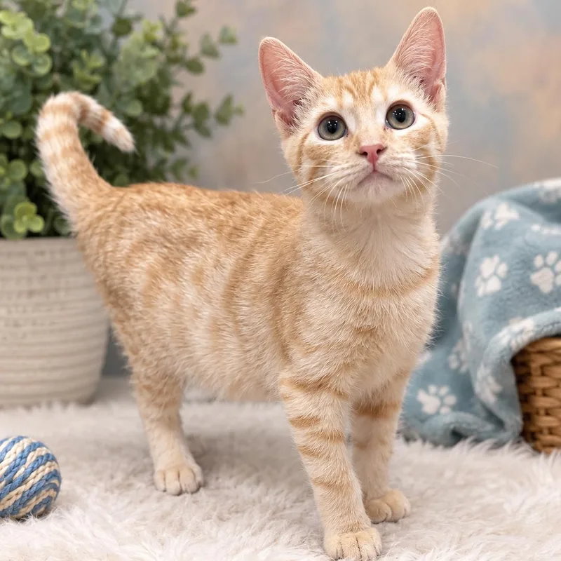 A baby small-sized male Tabby (Orange / Red) Domestic Short Hair cat named Gary for adoption in Sedalia, MO