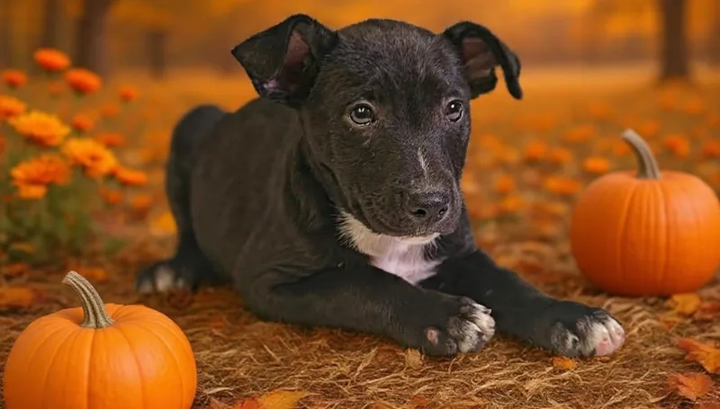 A baby medium-sized male Shepherd dog named Rigley for adoption in Talladega, AL