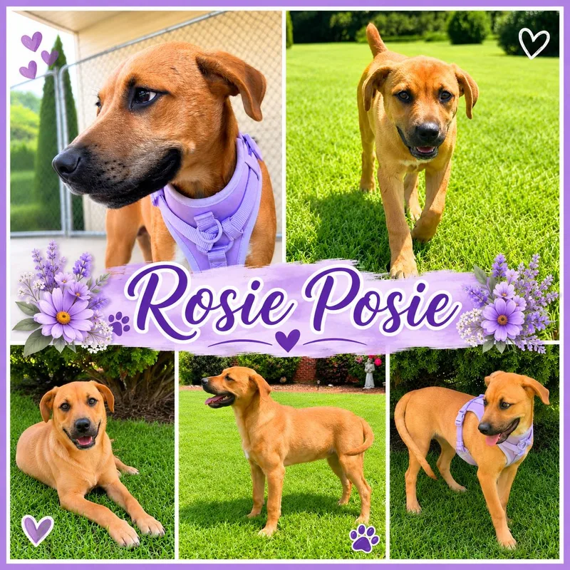 A baby medium-sized female Golden Labrador Retriever dog named Rosie Posie for adoption in Jackson, TN