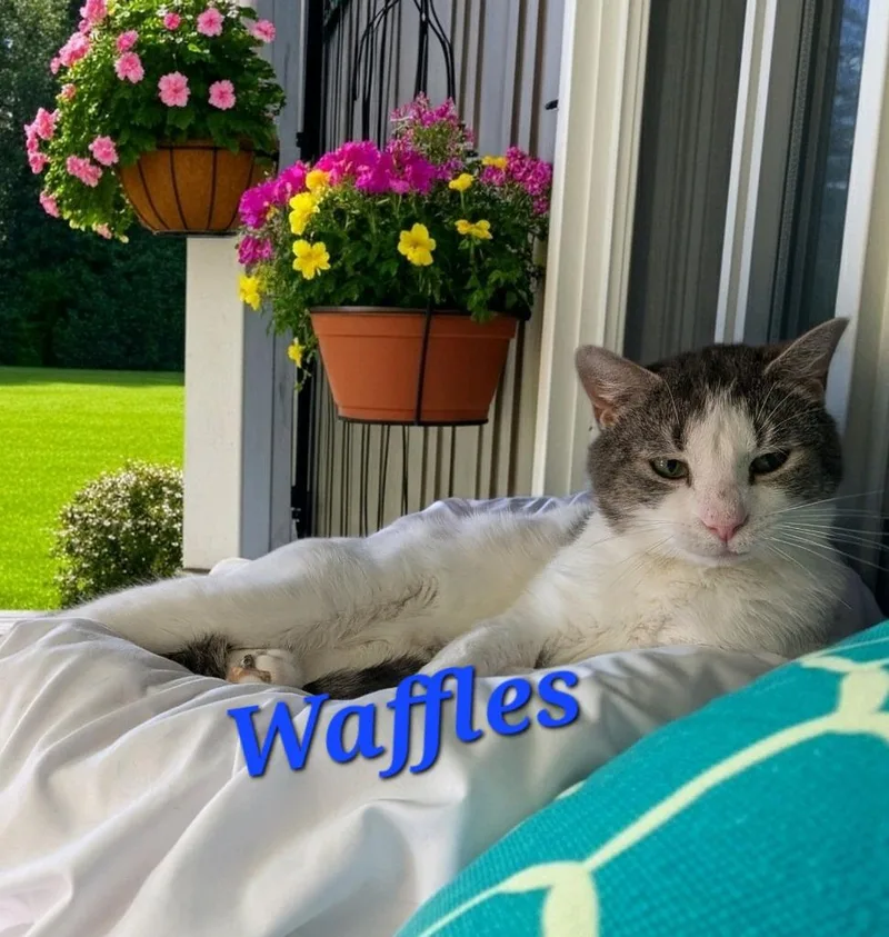 An adult medium-sized male Domestic Short Hair cat named Waffles for adoption in Jim Thorpe, PA